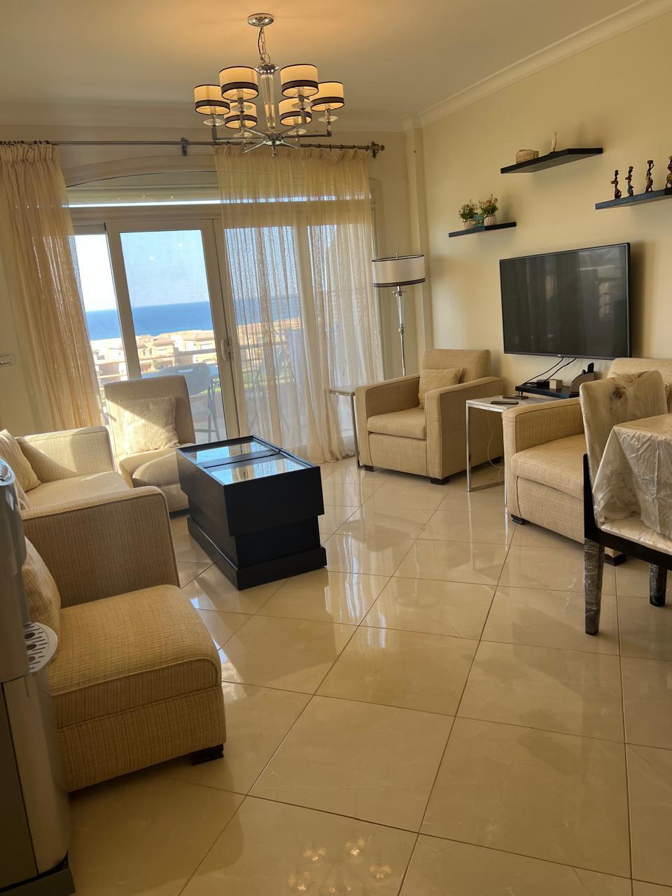 شاليه 110م فيو بحر مفروش بالكامل ريسيل تلال