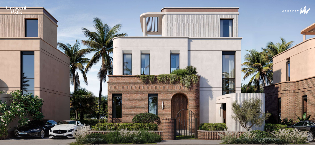 فيلا للبيع في كريسنت ووك - سنترال | التجمع السادس | 574 م² | 8 غرف نوم | 8 حمامات | نصف تشطيب | تسليم 2030