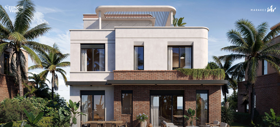 فيلا للبيع في كريسينت ووك ايست | التجمع السادس | 333 م² | 6 غرف نوم | 6 حمامات | نصف تشطيب | تسليم 2029