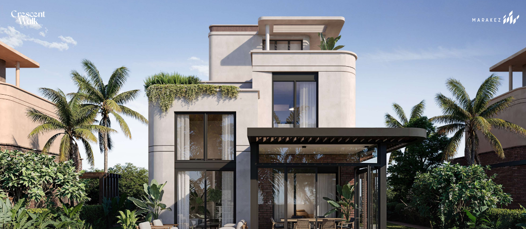 فيلا للبيع في كريسنت ووك سنترال | التجمع السادس | 305 م² | 5 غرف نوم | 6 حمامات | نصف تشطيب | تسليم 2030