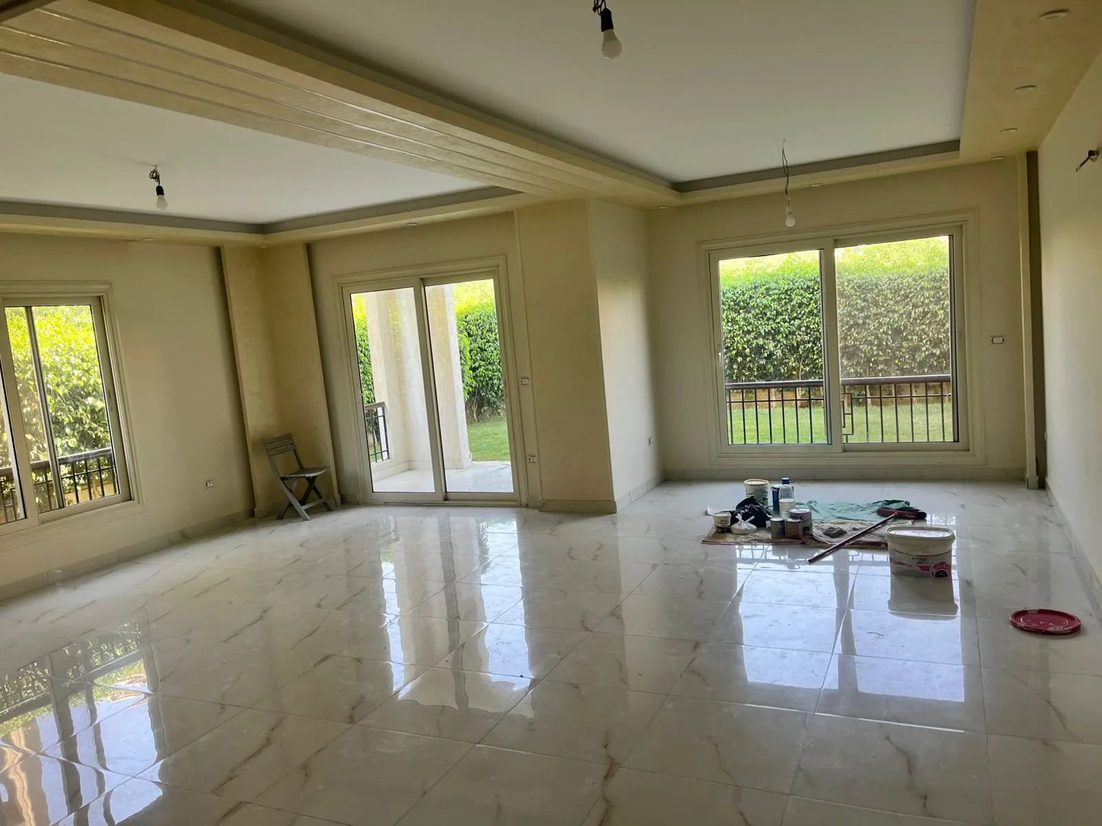 Semi furnished apartment with garden in stone res